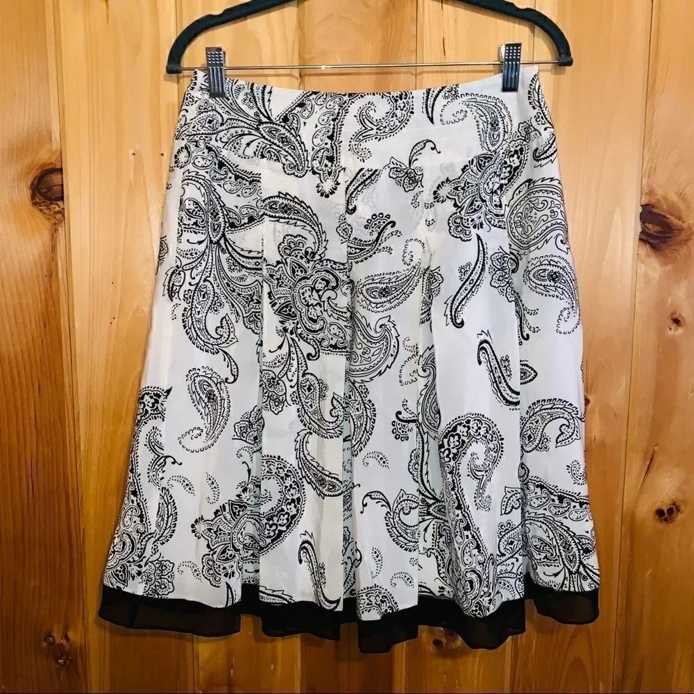 Allison Taylor silk black/white paisley skirt 4